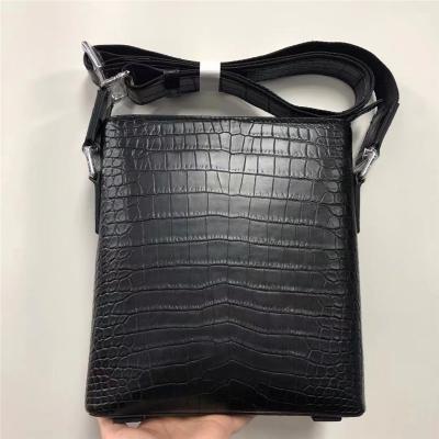 China Matt Finish Genuine Alligator Skin Men Small Messenger Bag Authentic Crocodile Leather Flap Purse Male Shoulder Bag for sale