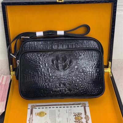 China Authentic Crocodile Leather Men's Messenger Bag Small ZIP Flap Purse Genuine Alligator Skin Male Cross Shoulder Bag for sale