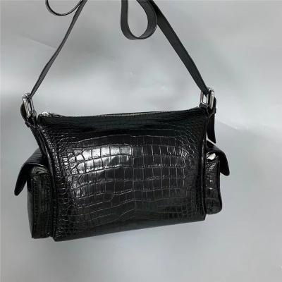 China Exotic Genuine Alligator Skin Men Flap Pockets Bag Authentic Crocodile Leather Soft Satchels Purse Male Shoulder Bag for sale