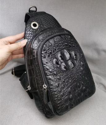 China Genuine Real Crocodile Skin Men's Casual Chest Bag Authentic Alligator Leather Male Crossbody Bag Messenger Bag for sale