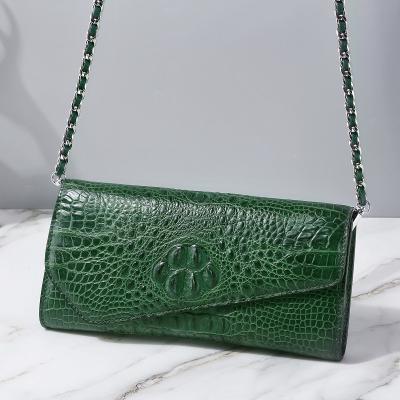 China Authentic Crocodile Skin Women Envelop Purse Genuine Alligator Leather Lady Phone Clutch Bag Female Cross Shoulder Bag for sale