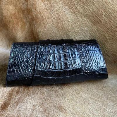 China Authentic Crocodile Skin Women's Foldable Clutch Female Evening Purse Genuine Alligator Leather Lady Cross Shoulder Bag for sale