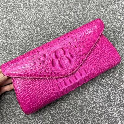 China Authentic Crocodile Skin Women Envelop Clutch Genuine Alligator Leather Lady Chain Purse Bag Female Cross Shoulder Bag for sale