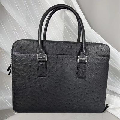 China Authentic Ostrich Skin Businessmen Working Travel Purse Laptop Briefcase Genuine Leather Male Large Top-handle Handbag for sale
