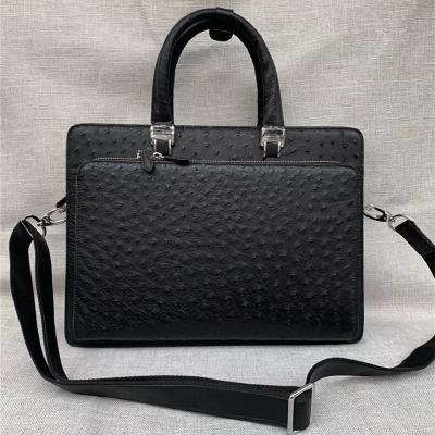 China Authentic Real Ostrich Skin Men's Large Briefcase Laptop Purse Bag Genuine Exotic Leather Male Working Portfolio Handbag for sale