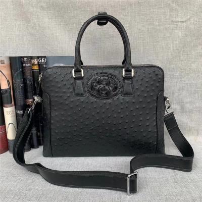 China Authentic Exotic Ostrich Skin Businessmen Laptop Briefcase Genuine Real Alligator Leather Male Large Working Handbag for sale
