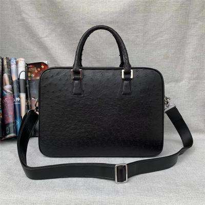 China Authentic Exotic Ostrich Skin Businessmen Briefcase Large Shoulder Bag Genuine Leather Male Top-handle Working Handbag for sale