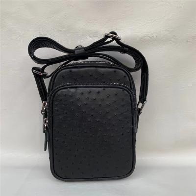 China Authentic Real True Ostrich Skin Men Small Leisure Purse Genuine Leather Shoulder Bag Male Casual Mini Crossbody Bag for sale