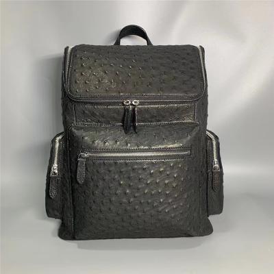 China Authentic Real Ostrich Skin Men's Large Business Travel Backpack Genuine Exotic Leather Male Top-handle Casual Bag Pack for sale