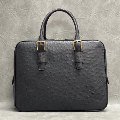 China Authentic Real True Ostrich Skin Businessmen Briefcase Laptop Purse Bag Genuine Exotic Leather Male Working Handbag for sale