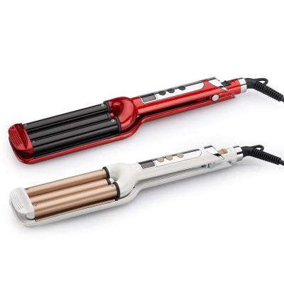 China Plug LCD Ceramic Hair Curling Wand Europe Style With 3 Heating Tubes for sale