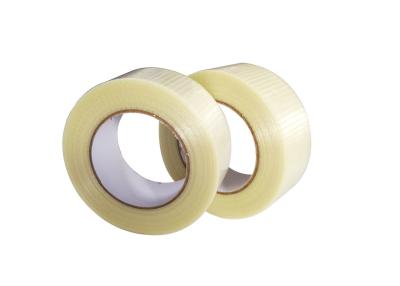 中国 カートンのシーリングのための残余の透明な架橋結合の網によって補強されるフィラメント テープ無し 販売のため