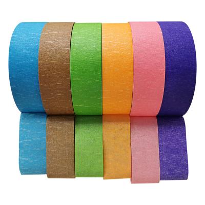 China Papier farbiges selbsthaftendes Kreppband/färbte Band-heißen Schmelzkleber, den kein Rückstand entfernte zu verkaufen