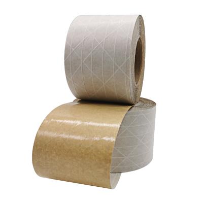 China Brown Thickened Single Sided Fiber Kraft Paper Tape For Box Sealing for sale