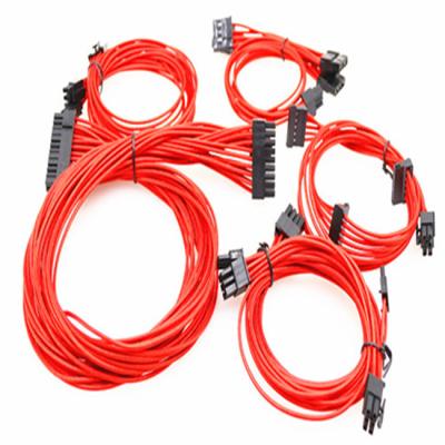China Modular  Computer Extension Cable For Power Supply With Extra Sleeved  640mm Length  Red for sale