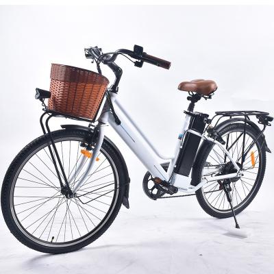 China 120KG Max Loading Ladies Lightweight Electric Bike 26x1.75 With Basket for sale