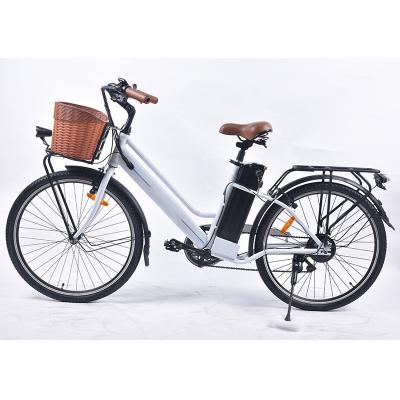 China 6Speed Lightweight Ladies Electric Bike , 25km/H Electric Ladies Bike With Basket for sale