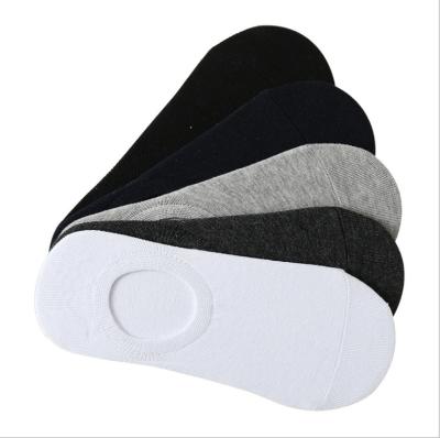 China Cbulk Embroidery Jacquard Custom Printed Logo Solid Black White Silicone Rubber Anti-skid Invisible Cotton Socks for sale
