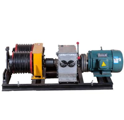 China Safe 5 Ton  Double Drum Electric Cable Pulling Winch Machine for Power Construction for sale