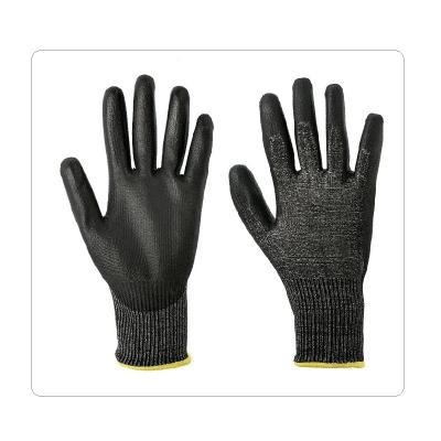 China Breathable Black PU Palm HPPE Cut Resistant Gloves For Light Industry for sale
