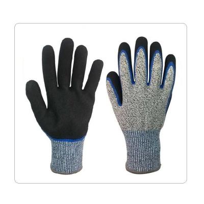 China Transportation 13 Gauge HPPE Liner Cut Resistant Safety Black Nitrile Gloves for sale