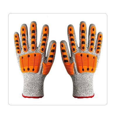 China Wood Working HPPE Cut Level 3 Impact Mechanics Gloves With Grey PU Dipping On Palm for sale