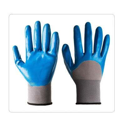 China Grey Polyester Liner With Half Coating Health And Safety Nitrile Labor Gloves for sale