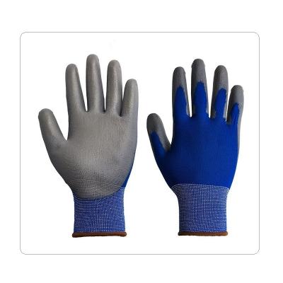 China Repair Workshop Blue Polyester Liner Heavy Duty Polyurethane Gloves for sale