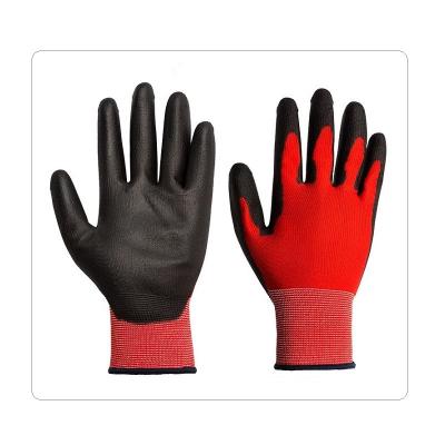 China Agriculture Red Polyester Knit PU Coating Work Gloves For Warehousing for sale