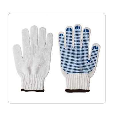 China Warehouse Use Strong Grip 7 Gauge White Cotton PVC Dotted Knit Work Gloves for sale