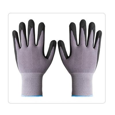 China Nitrile Dotted 15 Gauge Seamless Grey Nylon Spandex Knit Work Gloves For Automotive Industry for sale