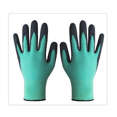China Turquoise Green Nylon Spandex Knit Industrial Use Mechanics Safety Protective Latex Gloves for sale