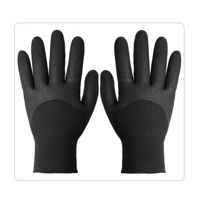 China Black Acrylic And Polyester Yarn Nitrile Winter Gloves Extra Thick for sale