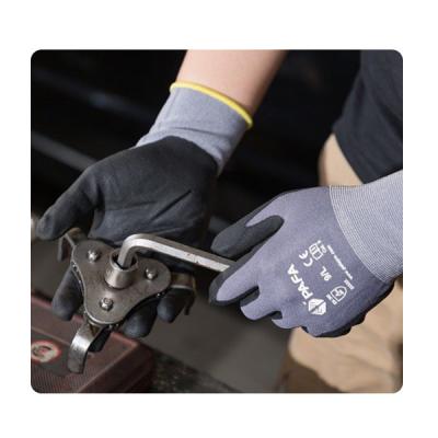 China 15G Grey Nylon/Spandex Foam Nitrile Protective Work Gloves for sale