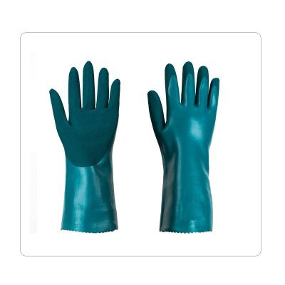 China Sandy Nitrile Coating Green Chemical Resistant Gloves for sale
