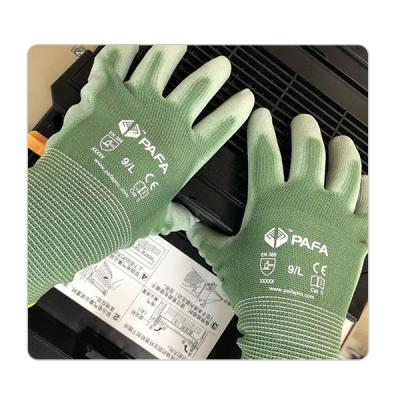 China Assembly And Packaging PU Coating 13 Gauge Polyester Knit Work Gloves for sale