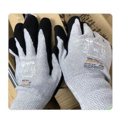 China Grey Seamless Bamboo Fiber Sandy Nitrile Gloves for sale