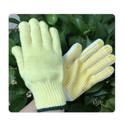 China 7 Gauge Yellow Car Driving Cotton Knitted Hand Gloves With Dots On Palm for sale