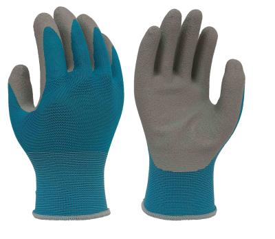 China La palma azul del látex del trazador de líneas del poliéster cubrió guantes del trabajo del invierno en venta