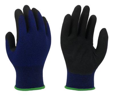 China Stretch Knitting 13 Gauge Seamless Nylon NBR Rubber Palm Coated Gloves For Carrying for sale