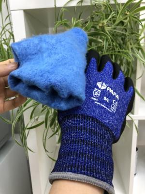 China Blue Terry Brushed Polyester Liner Industrial Work Gloves Ergonomic for sale