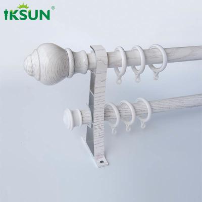China White Double Modern Wood Curtain Rod Heavy Duty 28mm Diameter for sale