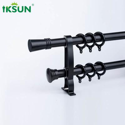 China 22ft Black Pipe Curtain Rod , Metal Double Expandable Curtain Pole for sale