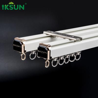 China Straight Aluminium Curtain Track Heavy Duty Double Ceiling Hanging for sale