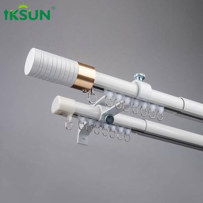 China Living Room 28mm Aluminum Curtain Rod Double Rail Tension Window Curtain Rod for sale