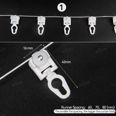 China Heavy Duty Ripple Fold Curtain Track Runner 60/70/80mm Track Hooks for sale