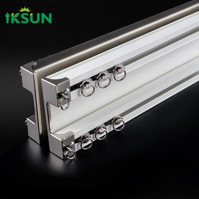 China 100.4*26.1mm Square Aluminium Double Curtain Track Ceiling Mounted for sale