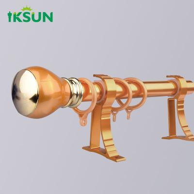 China 28mm Double Metal Aluminum Curtain Poles Modern Fitting Room Decor Window Grommet Gold Curtains Rods Set for sale