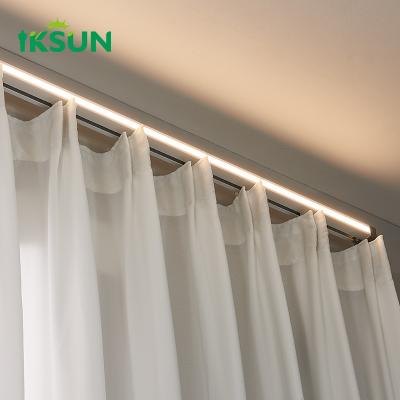 China Single LED Curtain Rail Track New Design Good Quality Metal Material Ceiling Accessory Curtain Track With LED Lights for sale