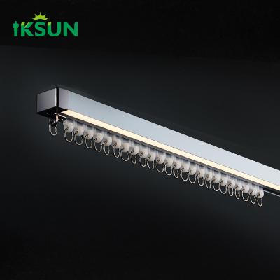 China Smooth Aluminium LED Curtain Track With LED Light Ceiling Mounted Curtain Track for sale
